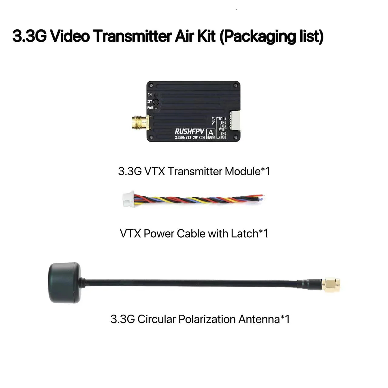 RUSHFPV 3.3G 2W VTX Transmitte - огляд і ціна Drone Receiver