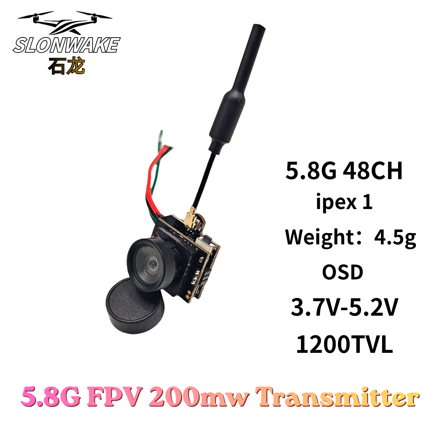 Slonwake 5.8G 48CH 200mW FPV D - огляд і ціна Drone Receiver