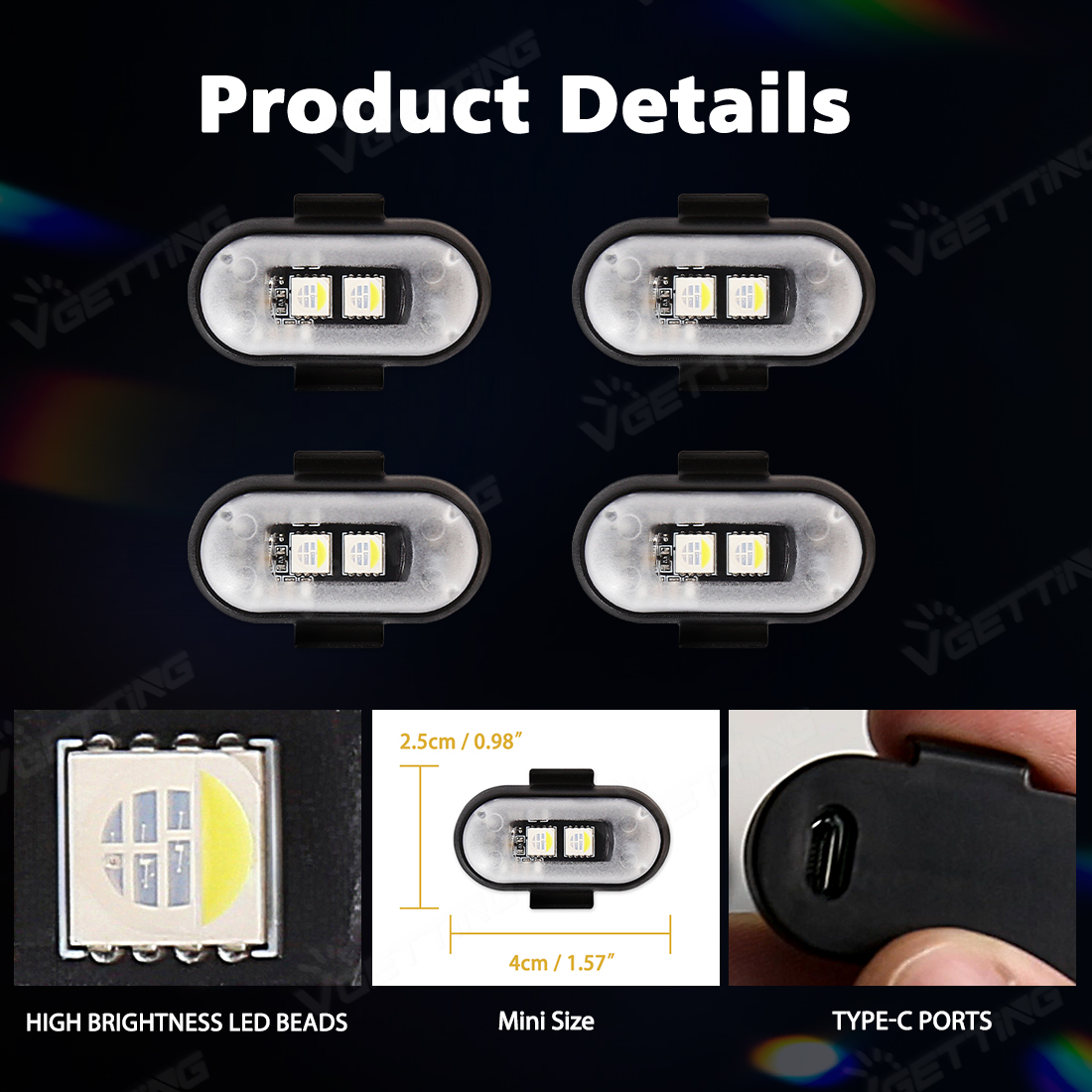 4Pcs Mini Drone Strobe Light 8 - огляд і ціна Drone Led Light