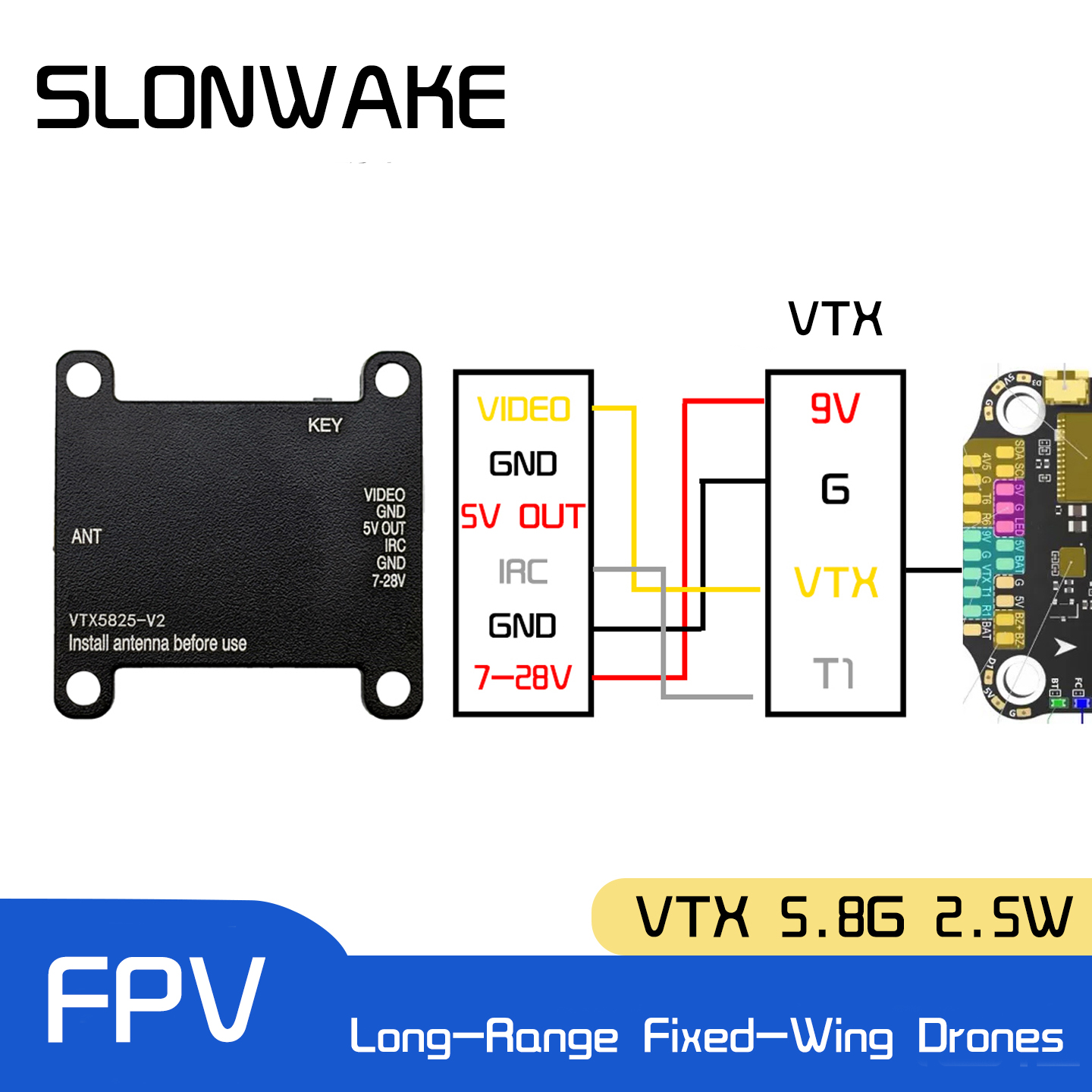 SLONWAKE 5.8G 48CH FPV Transmi - огляд і ціна Drone Receiver