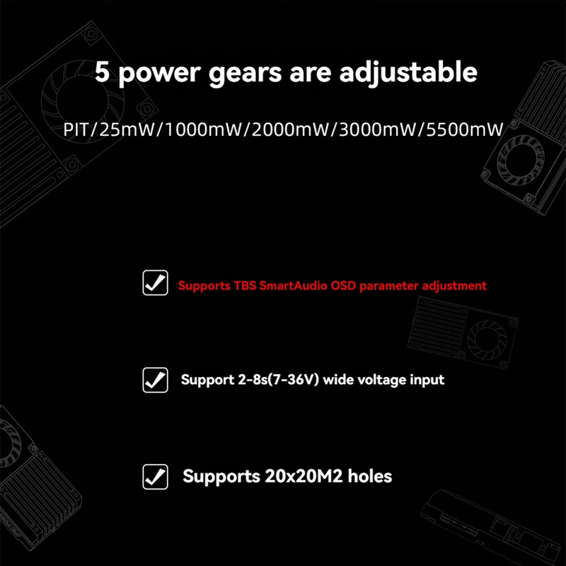 5.8G 5.5W VTX 64CH High Power  - огляд і ціна Drone Transmitter